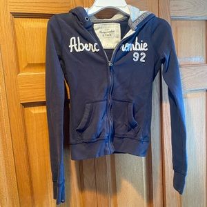 A&F blue zip up sweatshirt